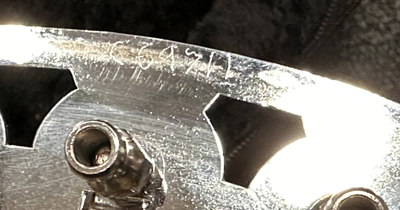 Vega factory batch number C69711 scratched onto the underside of the tone ring